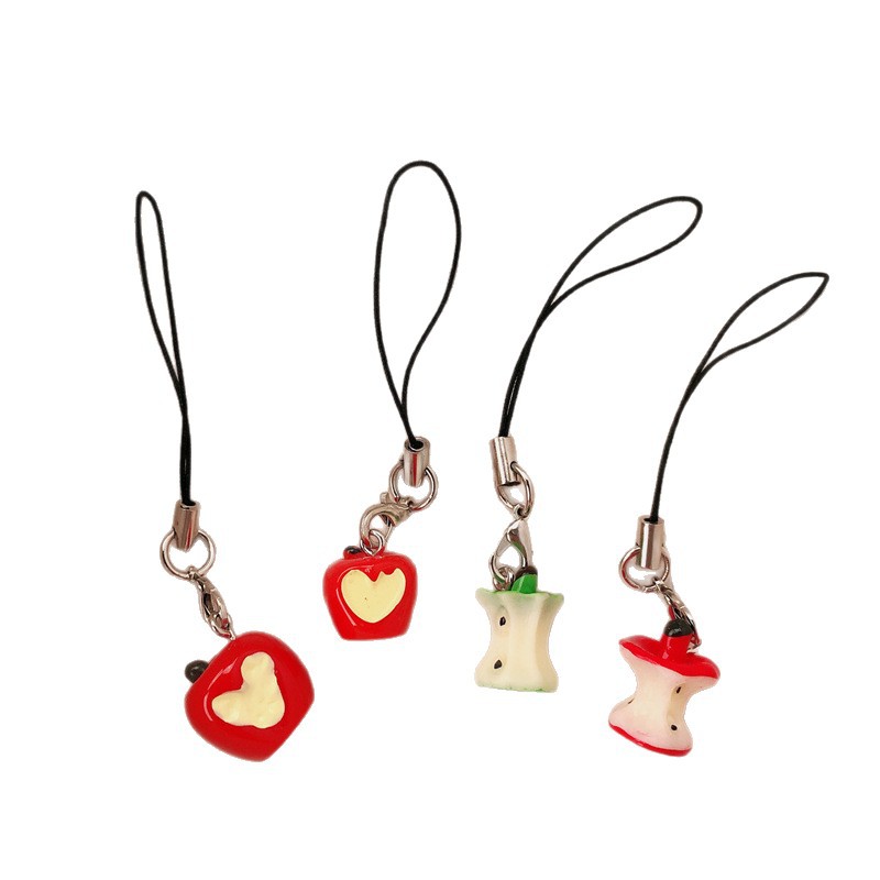 Mini colgante de bolsa de núcleo de manzana lindo colgante de teléfono móvil niña corazón rojo amor colgante de manzana joyería pequeña