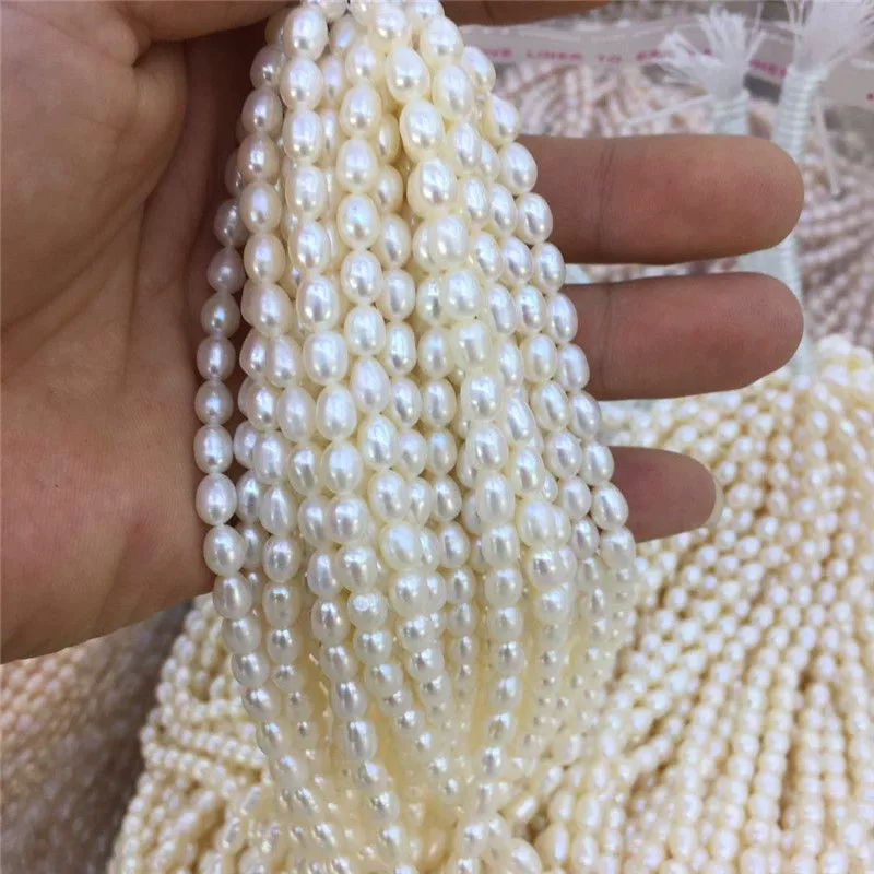 Популярный пресноводный жемчуг в форме проса, почти круглый, сильный свет, ювелирные изделия ручной работы из бисера, браслет, полуфабрикат, материал ожерелья
