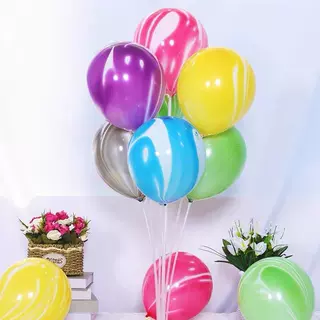 玛瑙气球批发10寸12寸红色加厚彩云乳胶气球大理石纹生日派对布置