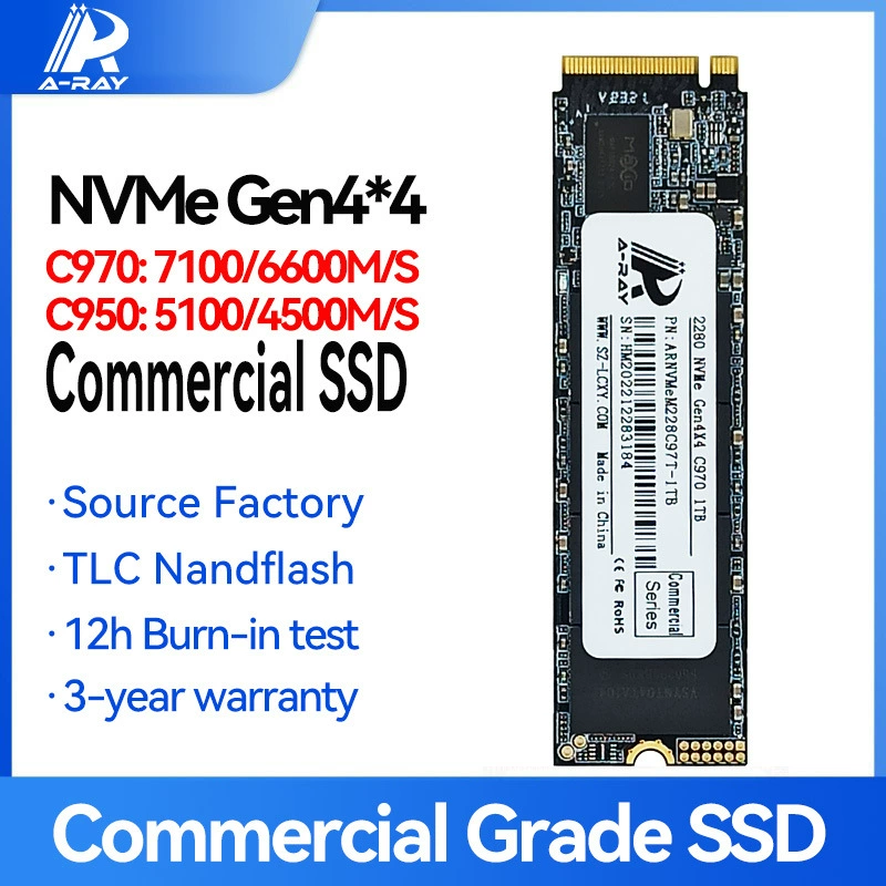 Коммерческий SSD A-Ray Ge 512Г PCIe4.0 NVMe M.2 1ТБ (поддержка до 2ТБ)