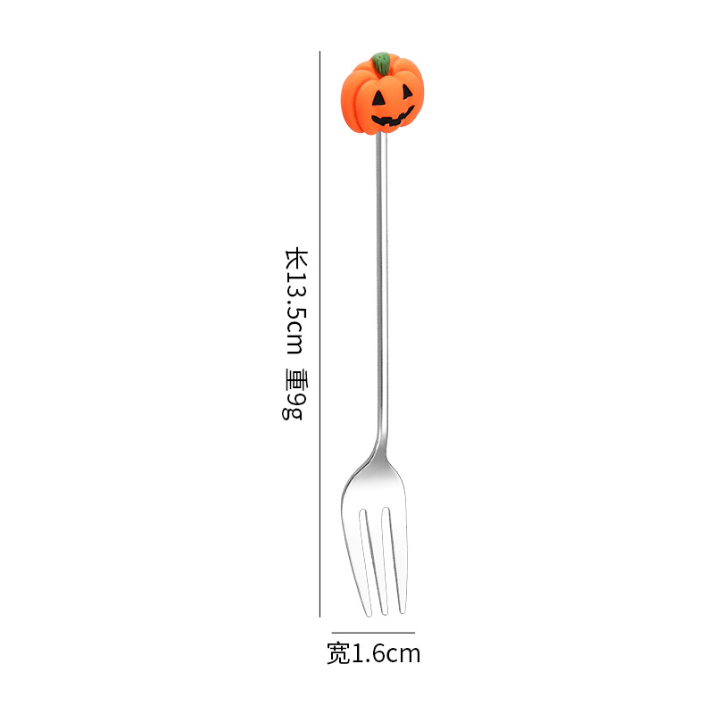 Cruzar la frontera Amazon Halloween tenedor cuchara creativa de dibujos animados de acero inoxidable postre cuchara de café cuchara de la fruta tenedor
