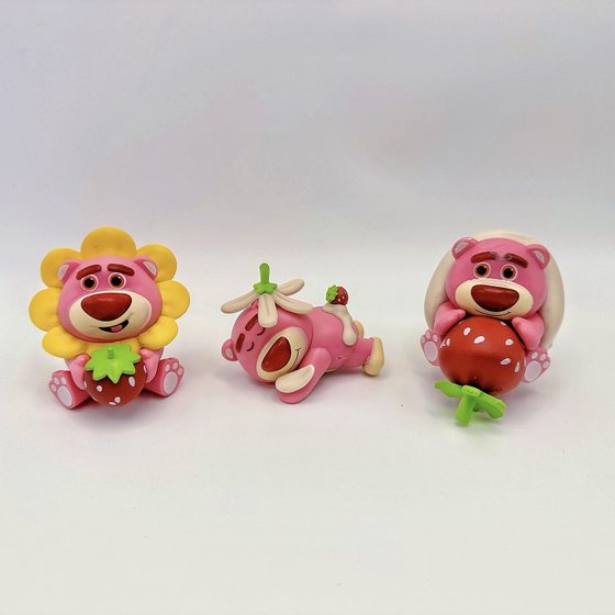 6 gourmet strawberry bear doll hand-held foreign trade climbing bear unlucky bear twist egg machine catch baby cake ornaments