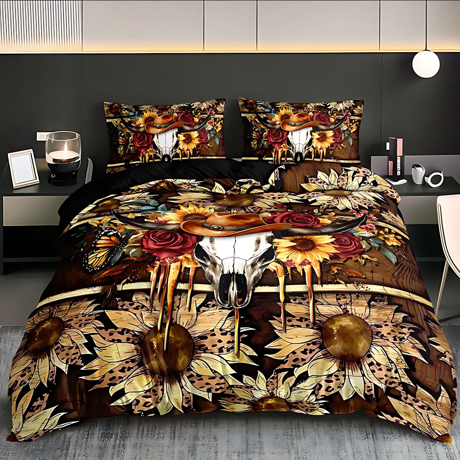 TEMU / JIT Transfronterizo Abrasivo Quilt Kit Sunflower Cotton Print Digital Bed Cover