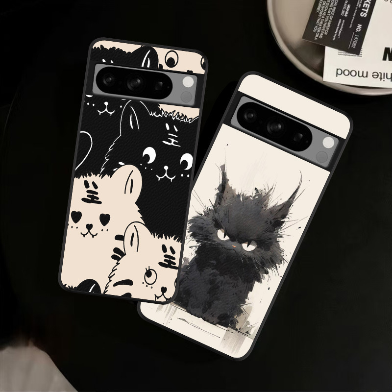 Suitable for Google Pixel10Proxl Mobile Phone Case 7A Leather Texture 8Pro Cute 9 Cartoon 6 Cat Couple Puppy Trend