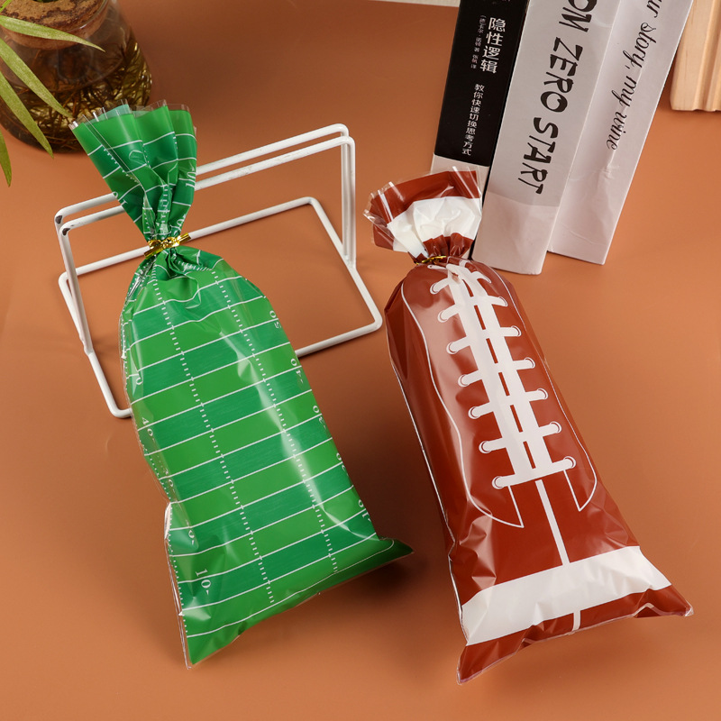 跨境新品橄榄球足球OPP糖果袋玻璃纸饼干OPP平口袋饼干扎口礼品袋