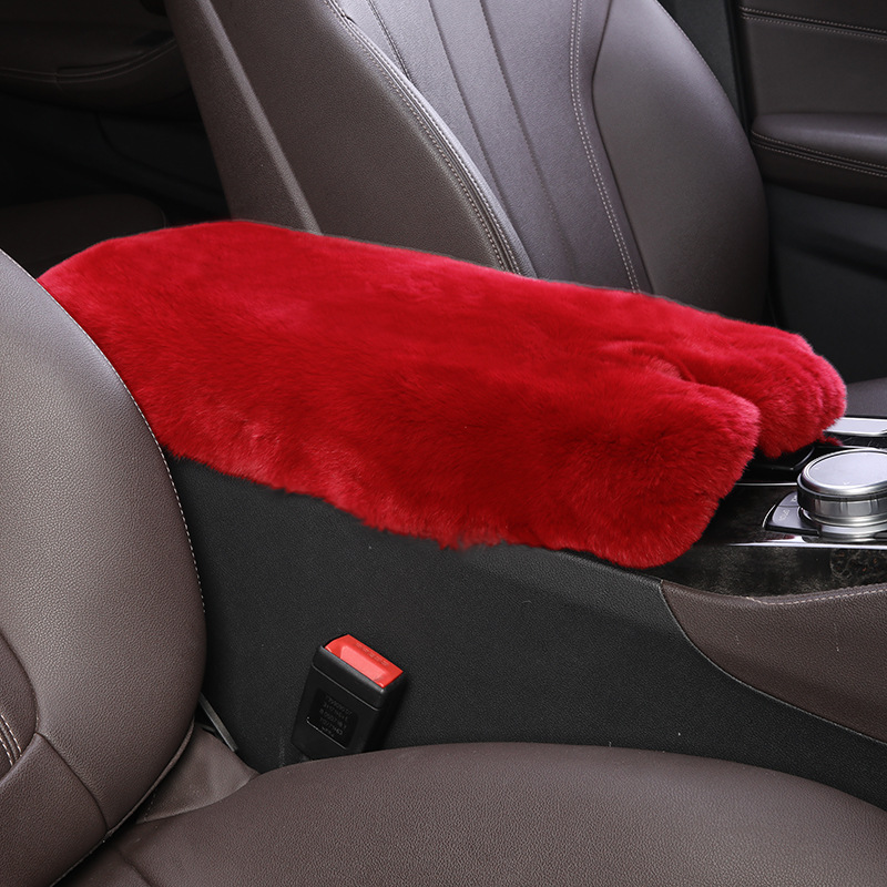Armrest box pad — Universal Rex Rabbit Fur - dark-red-high-quality-whole-rex-rabbit-skin
