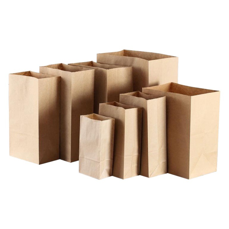 現物年産食品クラフト紙角底テイクアウトバッグパントーストハンバーガー袋使い捨て収納紙袋