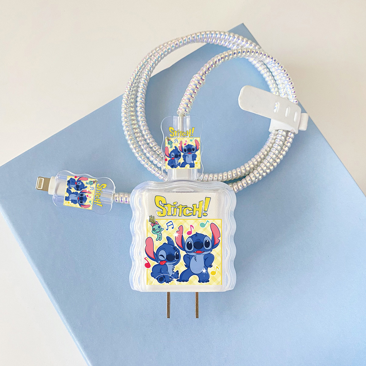 Apple 20w-YT1035 노트 스티치 오버레이 헤드기어 + 물결선 클립 + 1m 레이저 흰색 로프 + 흰색 스트랩