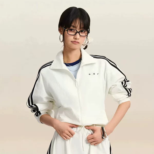 Spring and Autumn Three-Stripe Embroidered Women's Classic Trench Coat Versatile Woven Stand Collar Jacket Sporty Light Coat kx7977