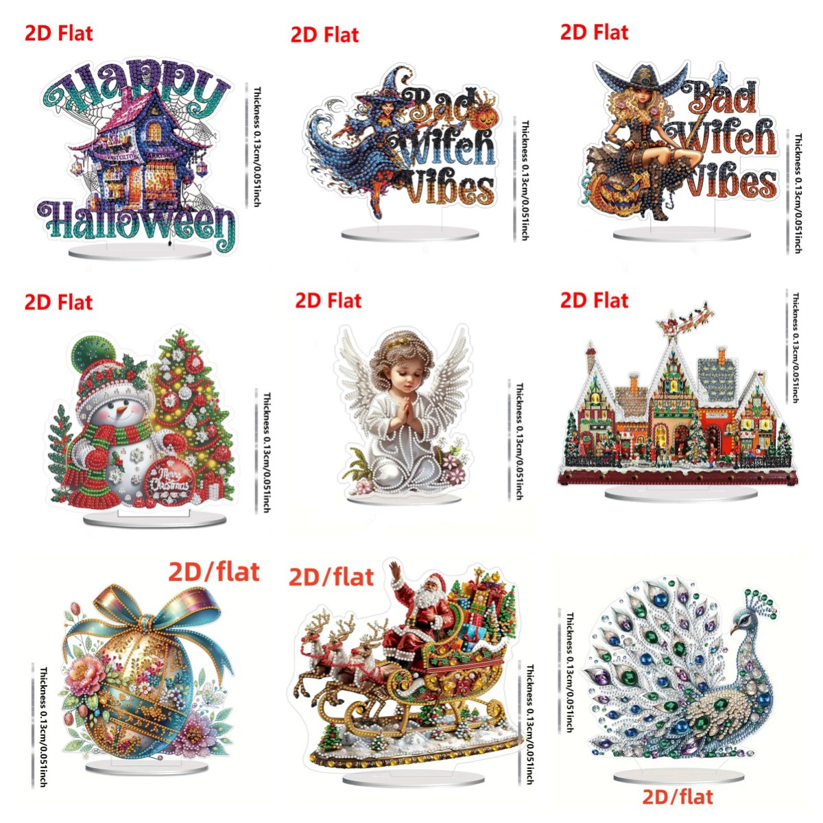 Cross-Border New Product 1 Piece Handmade DIY Diamond Painting Asymmetrical Crystal Embellished Acrylic Ornaments, Desktop Decoration