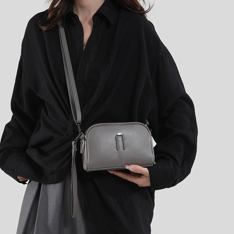 Women's Genuine Leather Shoulder Bag, First-Layer Cowhide, Mobile Phone Coin Purse, Versatile Casual Clutch Bag