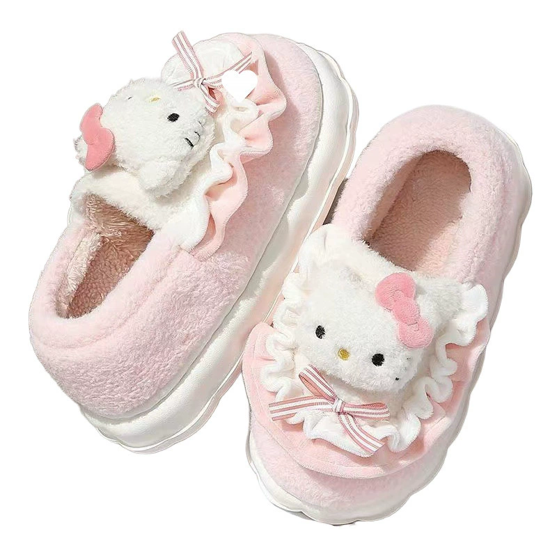 Hello kitty, winter cute keep warm slippers for students, plush
