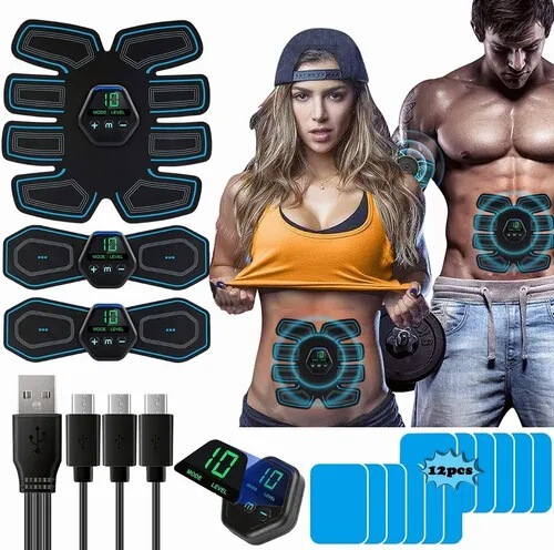 FDA 510K EMS腹部肌肉贴 肌肉刺激器液晶屏ABS电动腹肌贴 USB充电|undefined