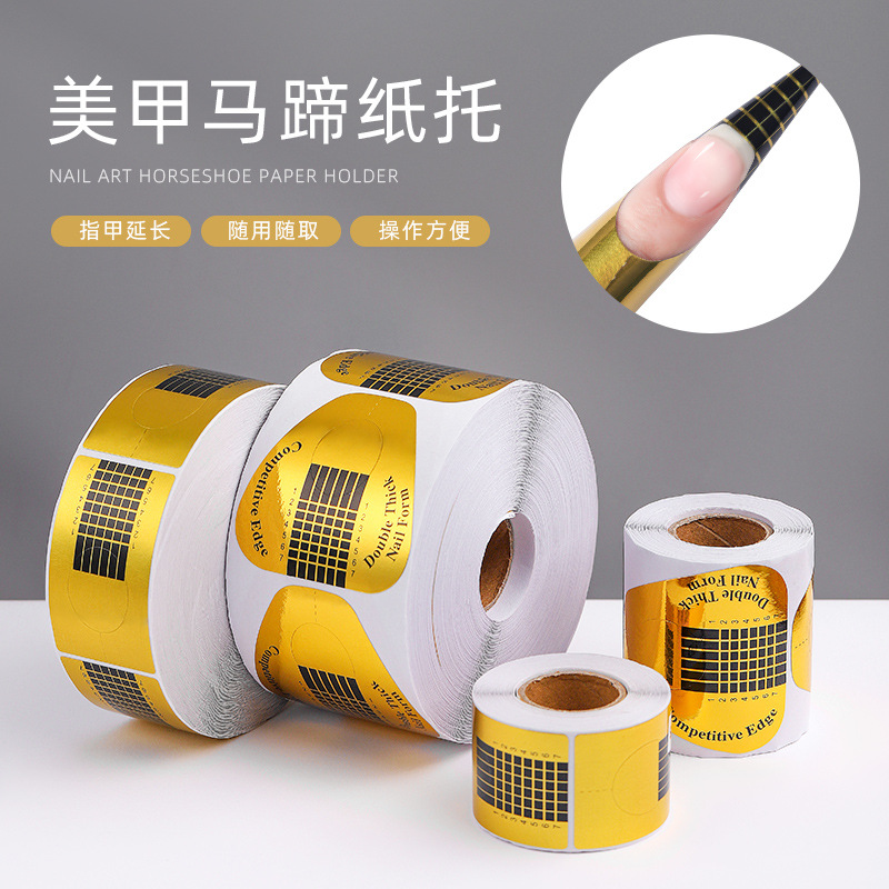 Pegamento de extensión de uñas soporte de papel en forma de herradura rectangular cristal fototerapia pegamento auxiliar herramientas especiales 500 piezas