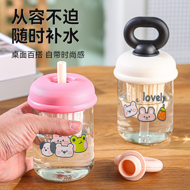 Cute high quality handheld small summer straw with glass for…