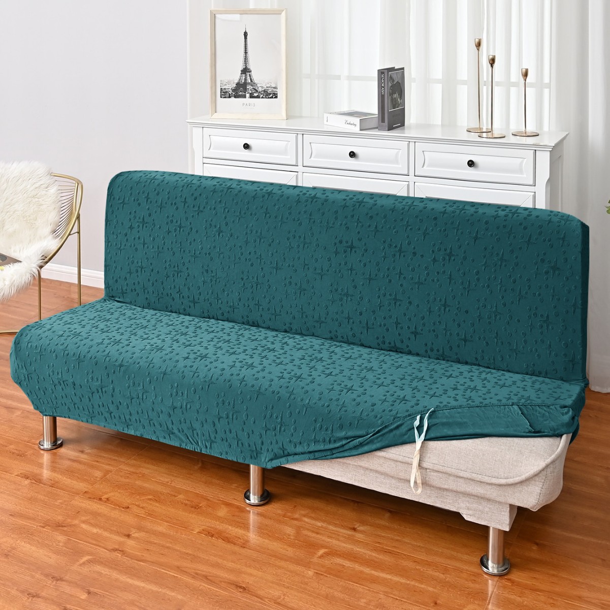 Transfronterizo elástico Jacquard Star sin reposabrazos cubierta de sofá universal todo incluido simple cubierta de sofá plegable en stock