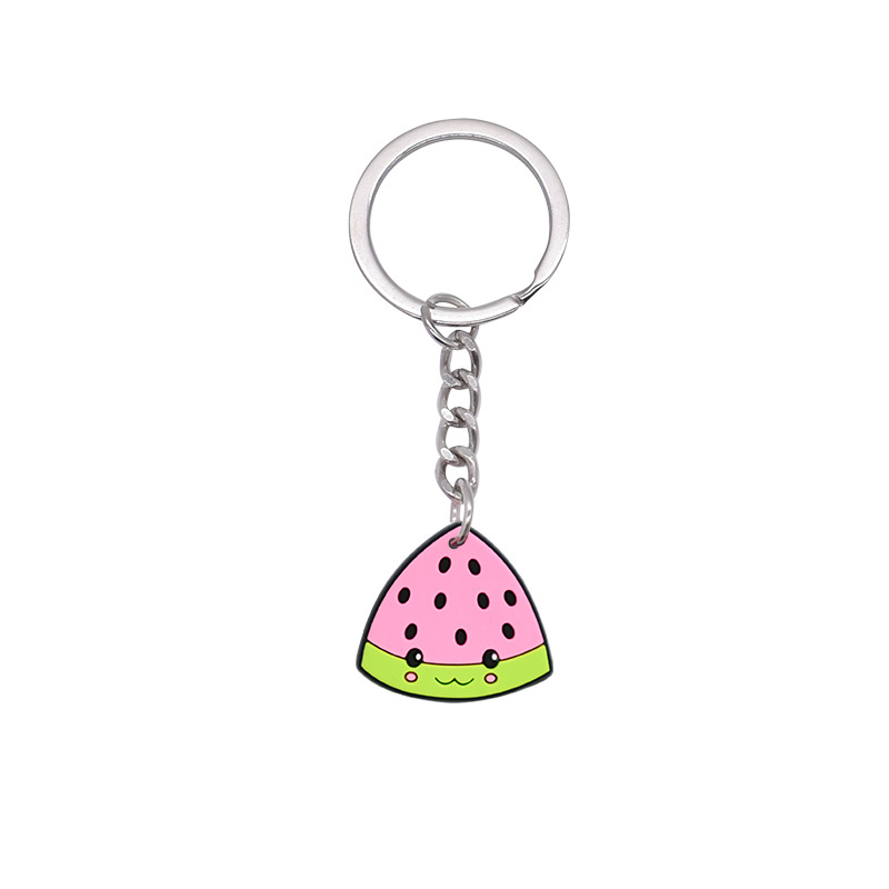 Llavero de PVC con simulación de frutas, colgante de metal de goma suave, decoración de pasteles y dulces, regalo para niñas, venta al por mayor