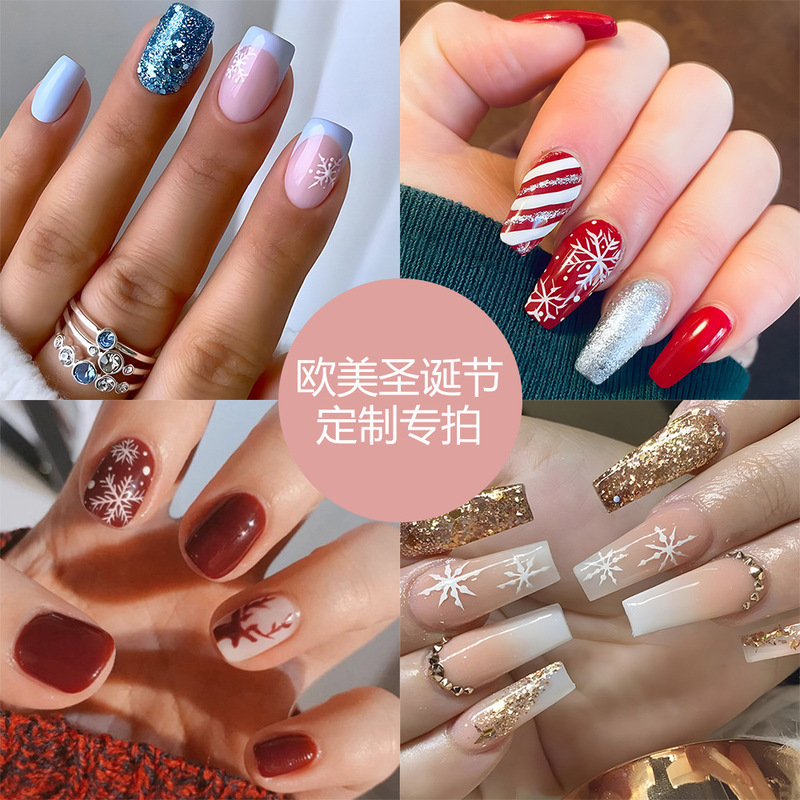 Factory Direct Sales of Manicure Patches, Wearable Nails, European and American Christmas Nail Patches, Boxed Finished Products, Pictures and Samples Can Be Designed