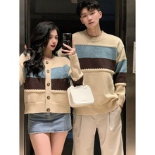 情侣套装2025新款毛衣秋冬火小众设计感法式气质外套针织衫