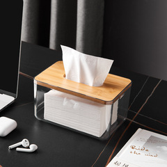 Bolan Creative Light Luxury Style Desktop Tissue Paper Box Home Living Room Restaurant Napkin Tube Bamboo Coffee Table Storage Box