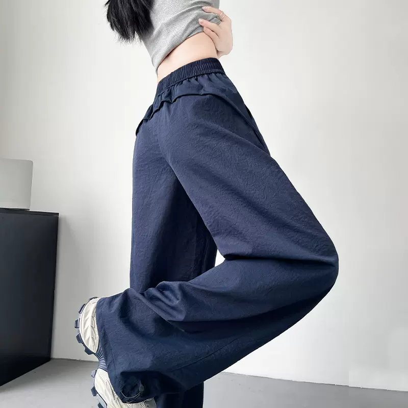 提臀防晒裤子女夏季高腰垂感两穿直筒速干阔腿裤休闲拖地女裤长裤