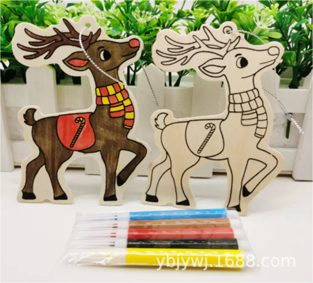 Рождественский деревянный кулон детский сад Образовательный материал ручной работы DIY детский творческий декоративный материал производитель граффити живопись