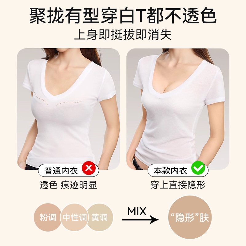 粉底液隐形内衣女士小胸聚拢不空杯收副乳防下垂夏天薄款透气胸罩|undefined