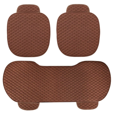 Seat cushion, seat cover: Cushion, Rear Row Long Cushion, Bundle-Free, Three-Piece - xiaoling-hemp-fashion-coffee-three-piece-set