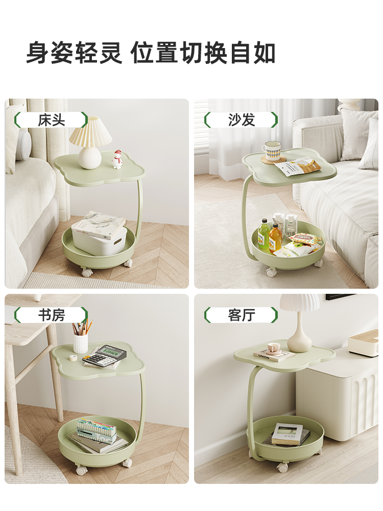 ♔ Mobile Side Table, Sofa Side Table, Small Trolley, Small Coffee Table with Wheels, Dining Cart, Sofa Side Table, Bedroom Bedside Table