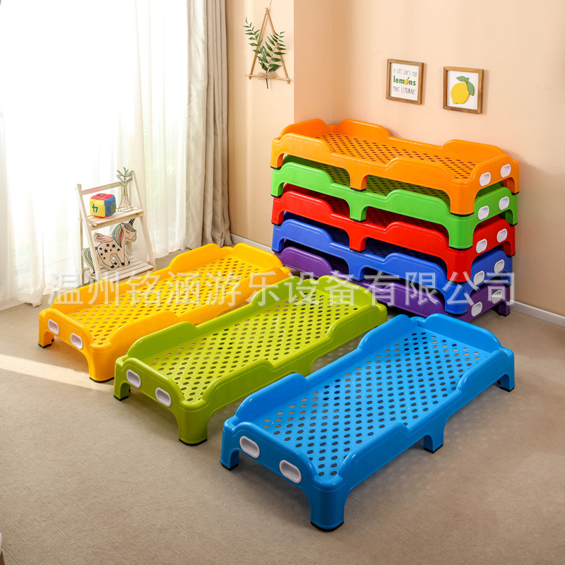 Thick kindergarten bed nap can stack the bed children's single bed baby noon break -out kindergarten plastic conjoined bed