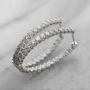 Huitan Dainty Oval Hoop Earring for Women Micro Paved CZ Sto