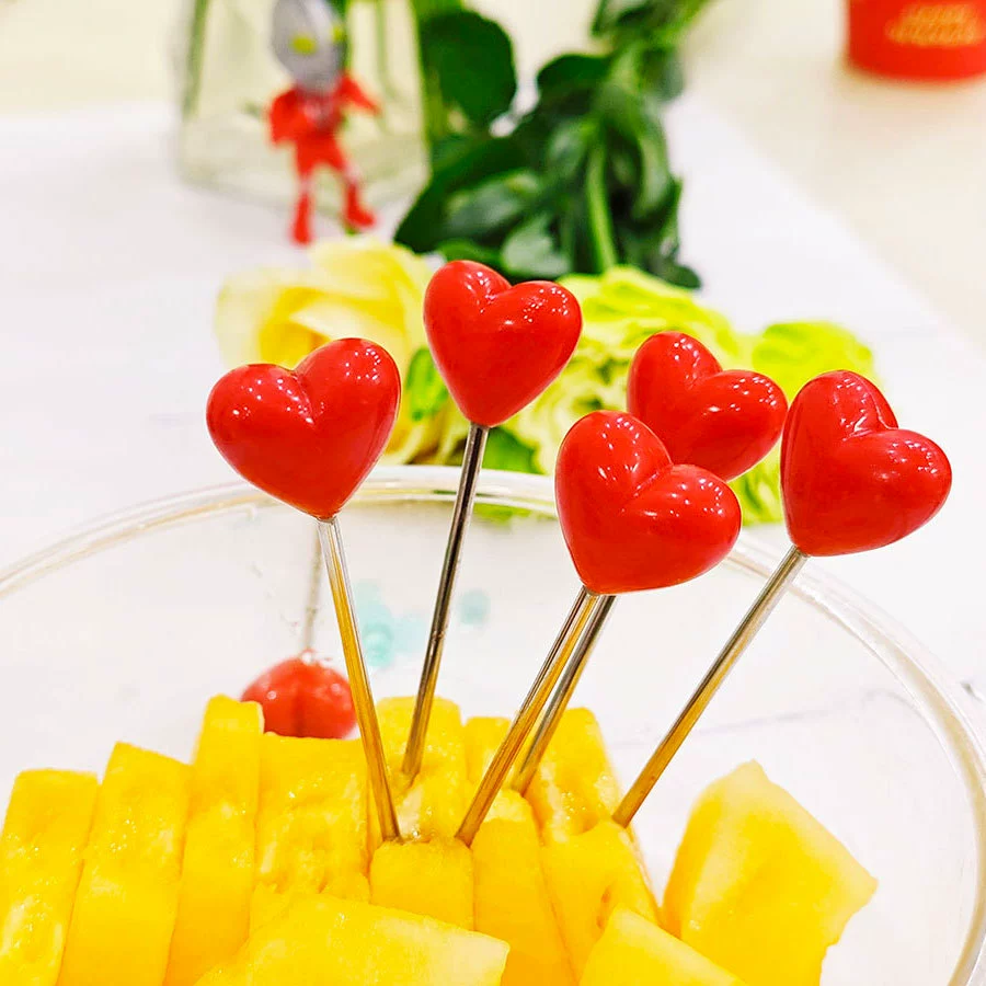 Бытовая творческая милая любовь из нержавеющей стали фруктовая вилка фруктовая палочка два зуба любовь фруктовая вилка