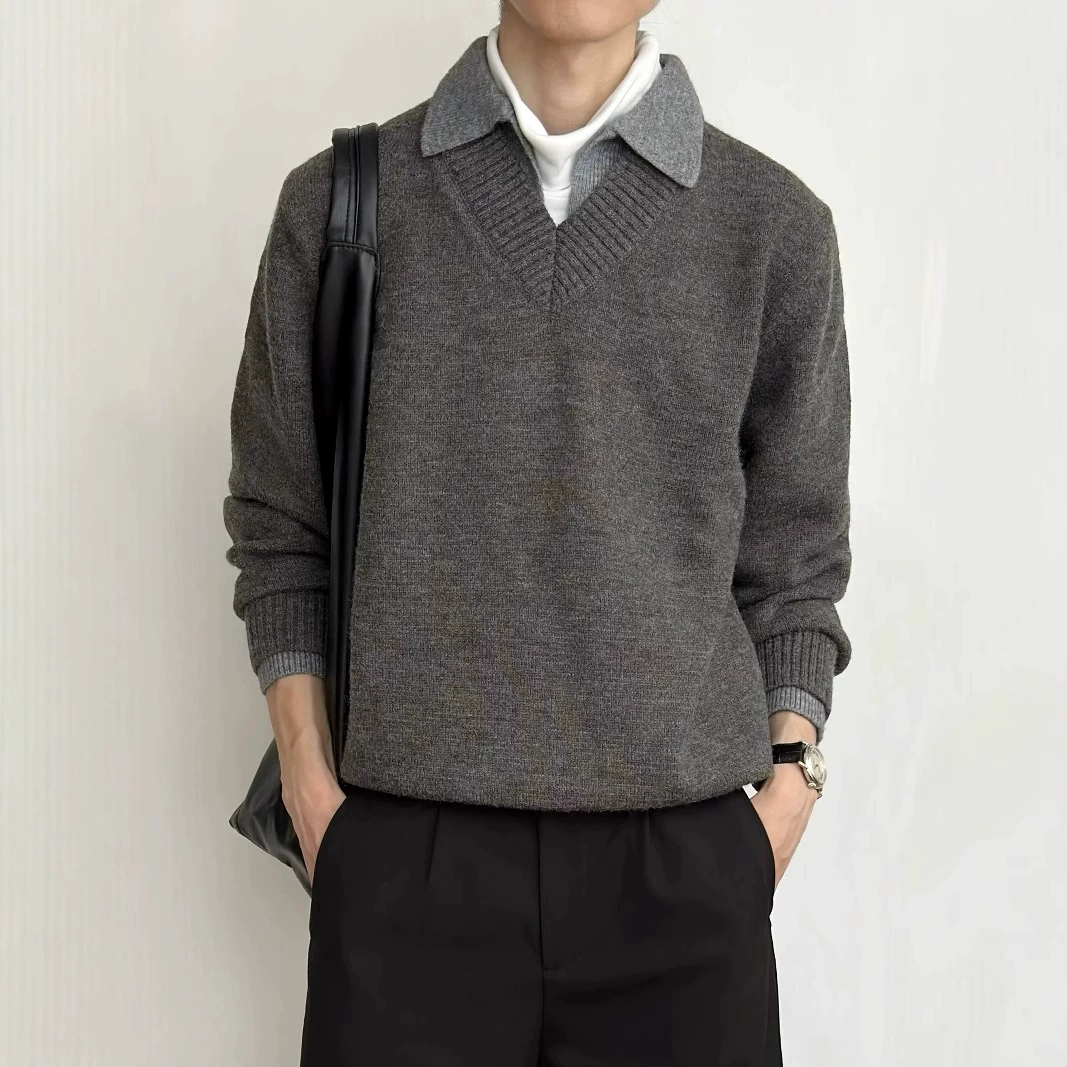 Осенние и зимние поддельные два куска V-образного выреза арктический пуховик