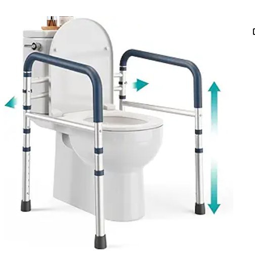 Adjustable Toilet Safety Frame Rail with 350-Pound Capacity, Bathroom Safety Equipment for the Elderly