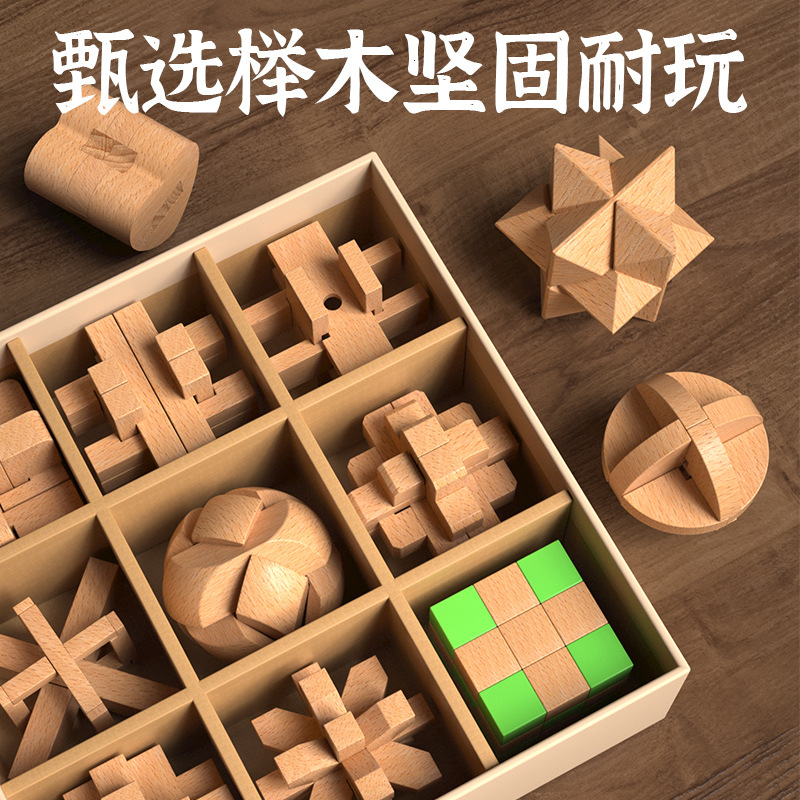 Luban Lock Kong Ming Lock conjunto completo de mortaja y mortaja Bloques de construcción Niños estudiantes de la escuela primaria más de 6 juguetes educativos 8-12 años