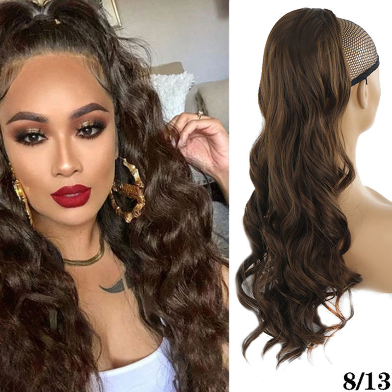 Perücke Pferdeschwanz Druckschlauch Kordelzug Pferdeschwanz Damen Big Wave Curly Kordelzug Pferdeschwanz_voghion.com