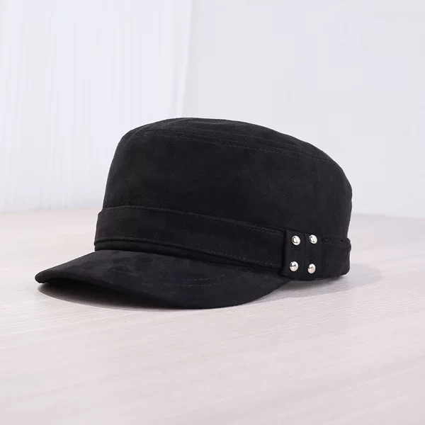 Korean-Style Ins Retro Suede Studded Flat-Top Hat for Women, Spring and Autumn Versatile Face-Slimming Baseball Cap