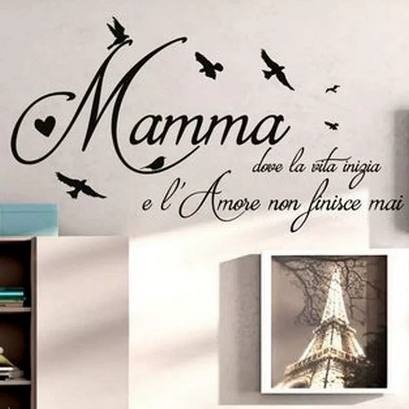 Полиуретановая наклейка на стену художников с подписью Mamma Dove La Vita Italian Condor, размер можно настроить