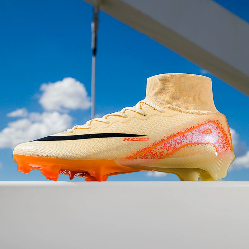 Трансграничные оптовые летающие бесшовные высокие футбольные ботинки для студентов мужского и женского пола AG длинные гвозди TF сломанные гвозди искусственные тренировки на траве