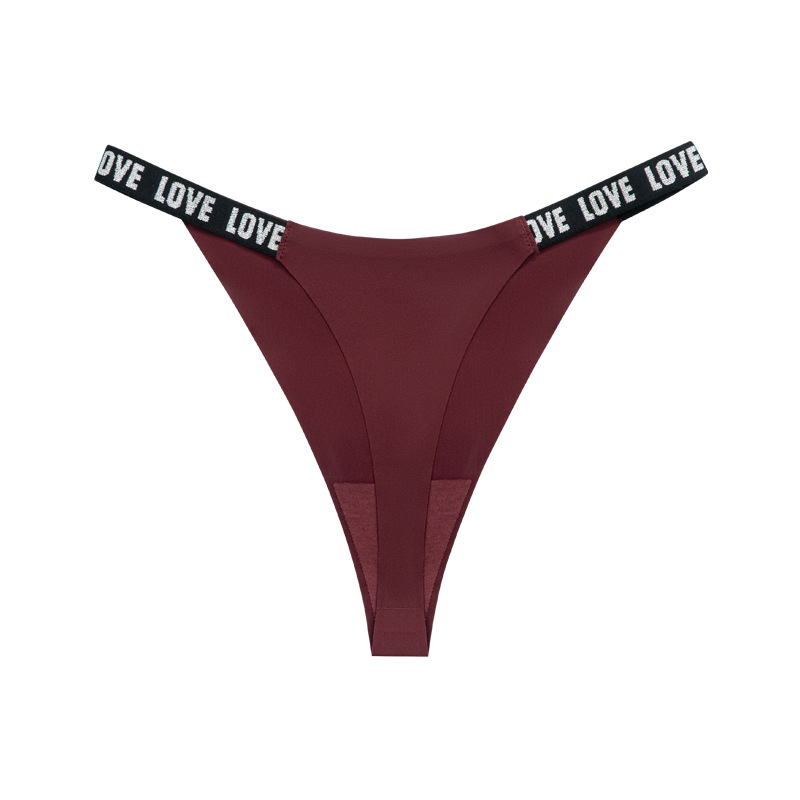 Europa y los Estados Unidos sin marcas thong de cintura baja letras de mujer cintura de algodón deportivo de entrepierna invisible sexy de hielo para mujeres