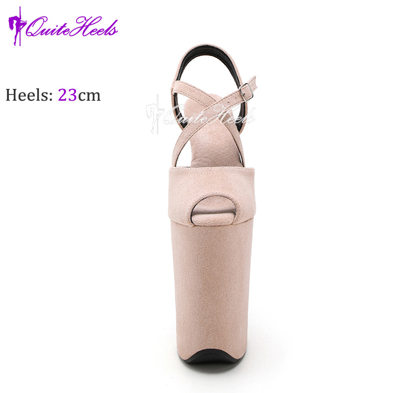 Giày cao gót nữ đế xuồng da lộn gót siêu cao 23cm kiểu miệng cá sàn diễn — rượu vang đỏ, màu hồng, Tím, Không trả lại hoặc trao đổi chi tiết 33