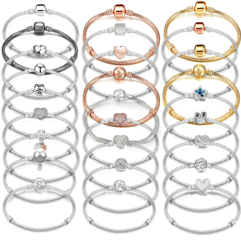 Pandora Snake Bone Base Chain Women Men Bracelet Zircon Crown Classic Hot Selling Bracelet DIY Making