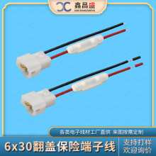 供应白色花生壳保险丝座线束 电磁炉内部电子线 翻盖卡扣式连接线