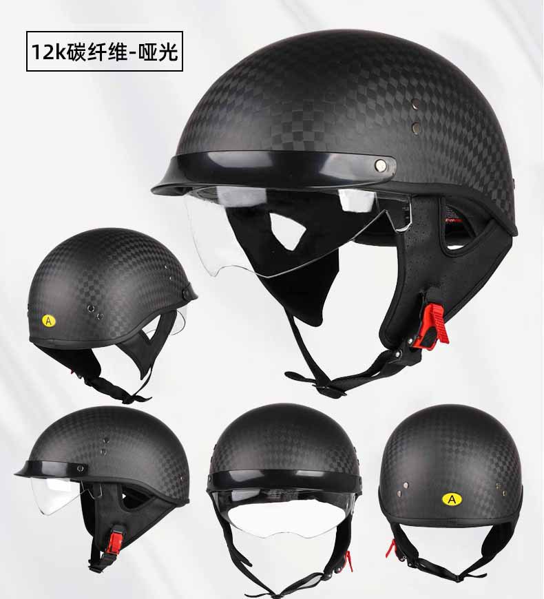 Carbon fiber half helmet motorcycle helmet retro 3C certified men's summer helmet for motorcycles, motorbikes, electric vehicles, women's all-season helmet