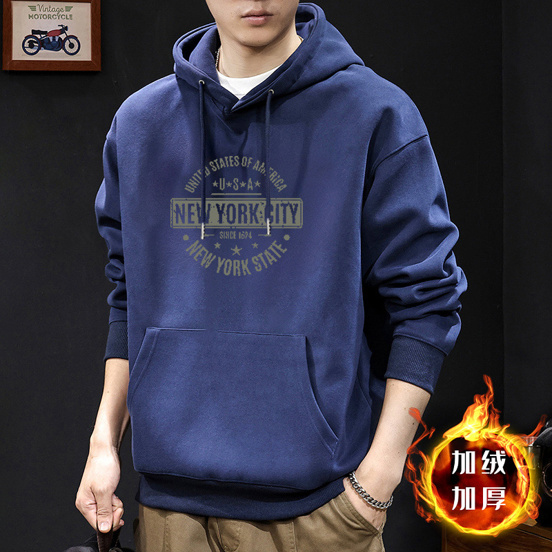 American sweater masculino primavera y otoño marca de moda suelta letras retro impresión con sombrero estilo de puerto amplio abrigo casual superior