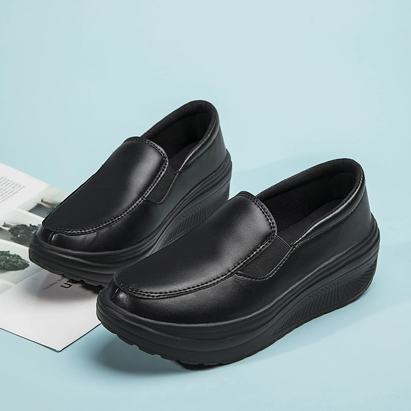 Гранично новым MD низким рокером обувь белые кроссовки медсестры женские туфли толстая подошва клинья платформа туфли женские одни