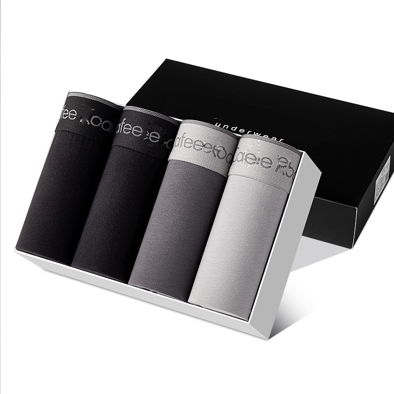 Men's Underwear, Men's Pure Cotton Boxer Briefs, Sexy Mid-Waist Boxed Cotton Shorts, Boys' Boxer Briefs, Red Underwear