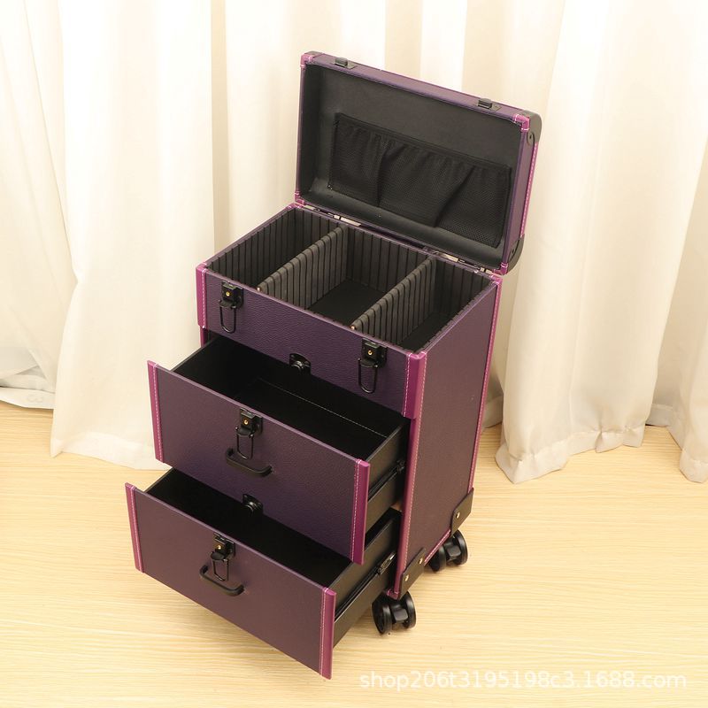 Esteticista móvil caja especial caja de cosméticos con barra de tracción de tatuaje baño de pies con oreja caja de cajón con barra de tracción universal de alta gama