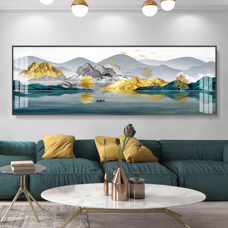 Gulagos Fulu Jinshan Complete Living Room Decorative Painting Modern New Chinoiserie Bedroom Accessible Luxury Sofa Background Wall