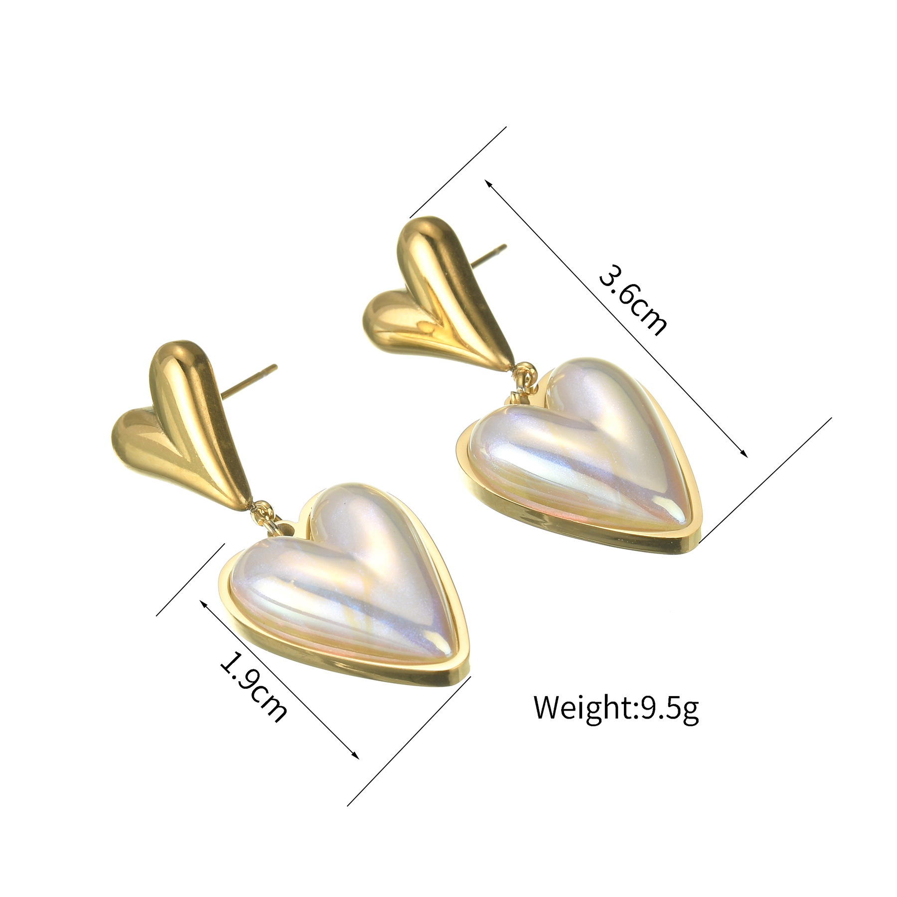 9g Weight PVD Coated Gold Plating Process 201 Stainless Steel Ear Needle Material 18K Real Gold Plated Plating Material Stone-Free Inlay Material Drop Earrings, Ear Studs Classification 1 Pair Quantity Daily Occasion 201 Stainless Steel Material Heart Shape Pattern Women's Gender Retro, IG Style Style Mixed Metal, Plating Craft 1 Pair IG Style Retro Heart Shape Mixed Metal Plating 304 Stainless Steel Drop Earrings Ear Studs 14